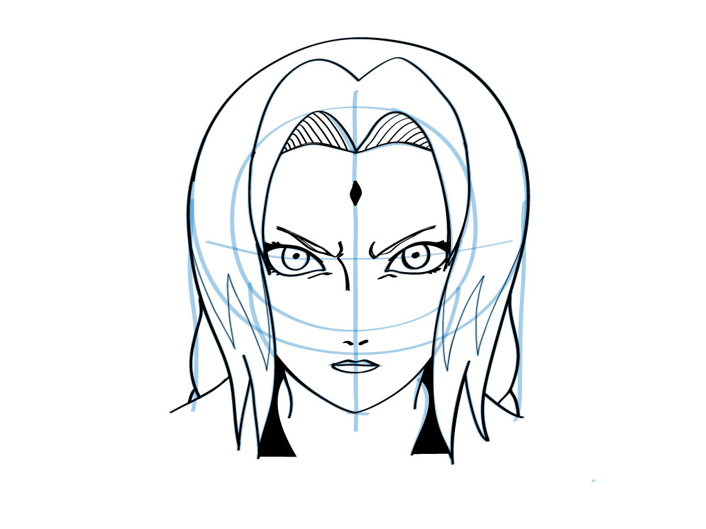 How to draw Tsunade from Naruto - MANGA-JAM.com