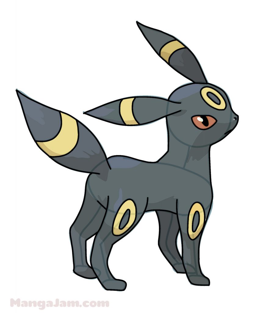 How to Draw Umbreon from Pokemon - MANGA-JAM.com