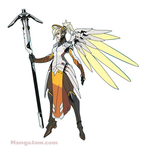 How to Draw Mercy from Overwatch - MANGA-JAM.com