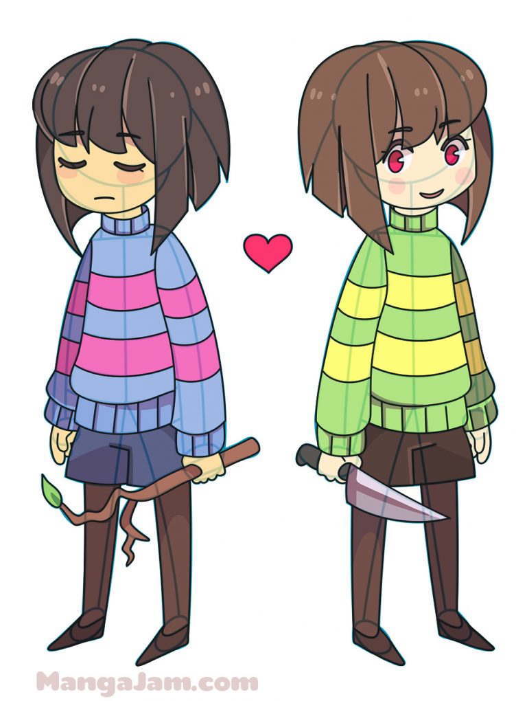 How to Draw Frisk & Chara from Undertale - MANGA-JAM.com