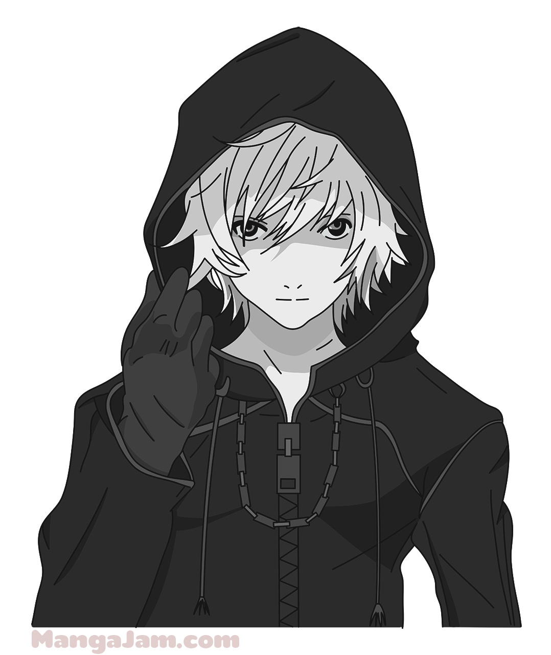 How to Draw Hooded Roxas from Kingdom Hearts MANGA JAM