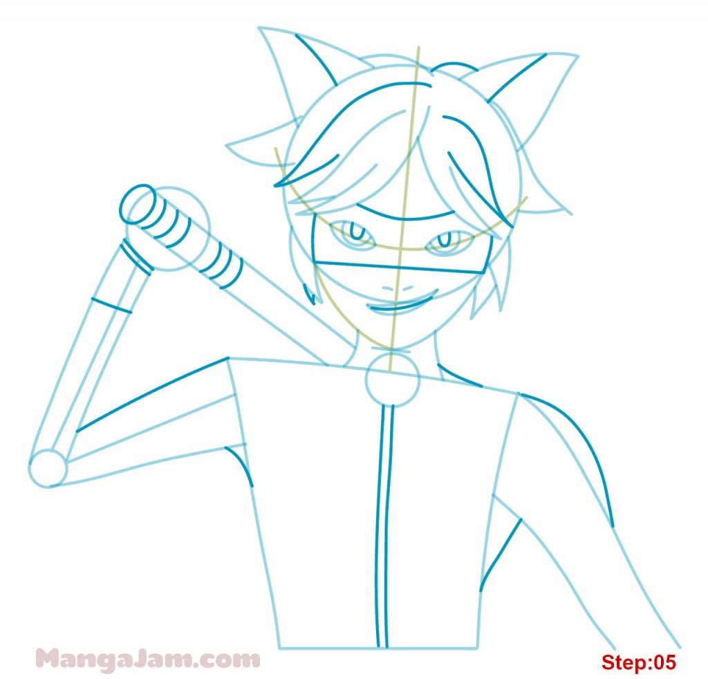 How to Draw Cat Noir from Miraculous Ladybug - MANGA-JAM.com