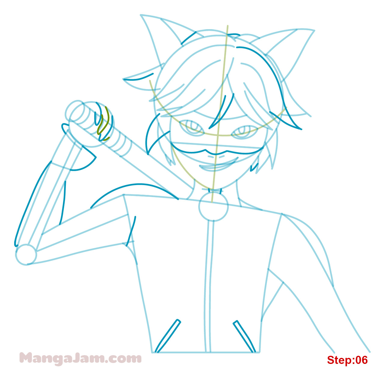 How to Draw Cat Noir from Miraculous Ladybug - MANGA-JAM.com