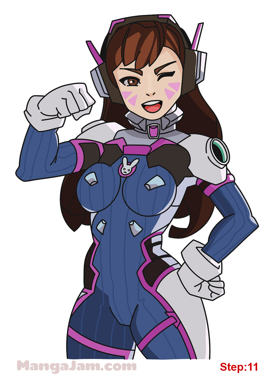 How to Draw D.Va from Overwatch - MANGA-JAM.com