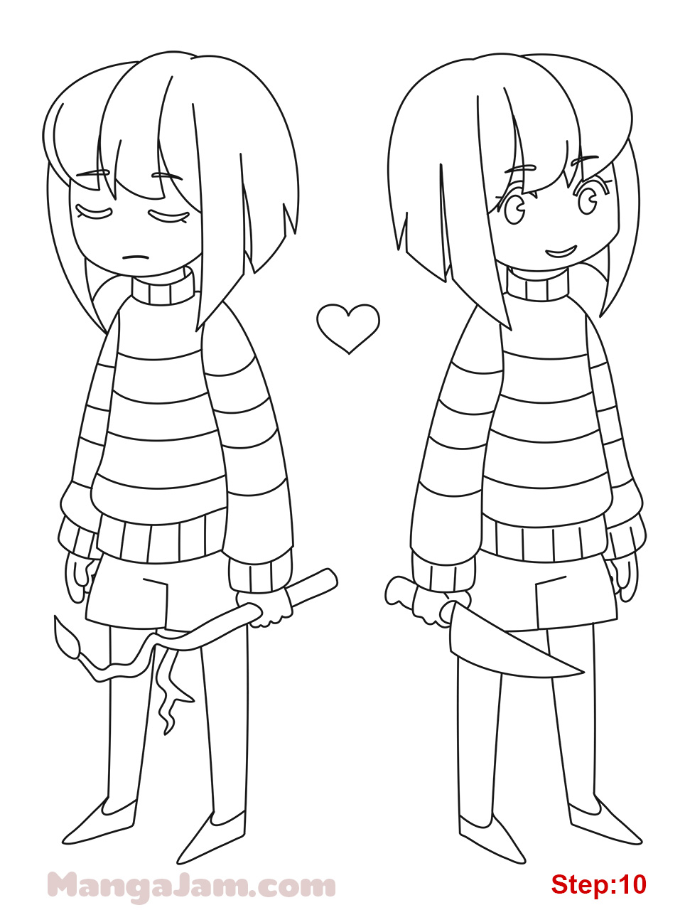 How to Draw Frisk & Chara from Undertale - MANGA-JAM.com