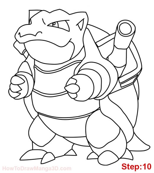 How to draw Blastoise Pokemon - MANGA-JAM.com