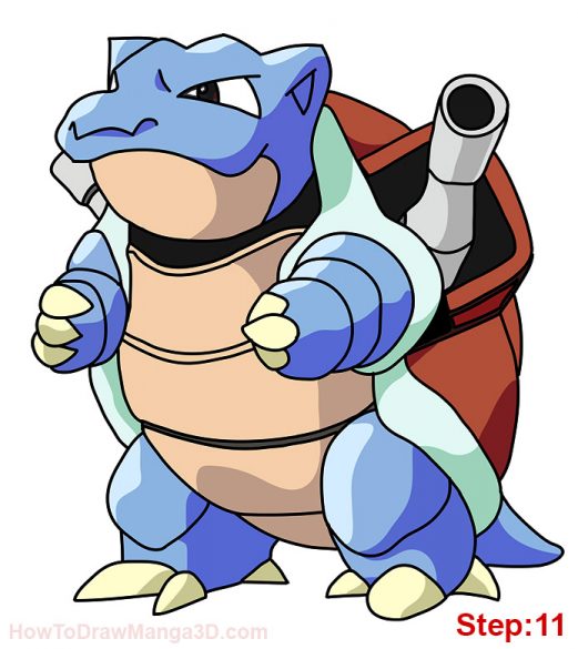 How to draw Blastoise Pokemon - MANGA-JAM.com