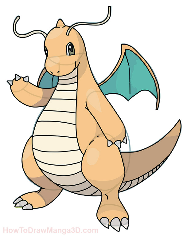 How to draw Dragonite Pokemon - MANGA-JAM.com