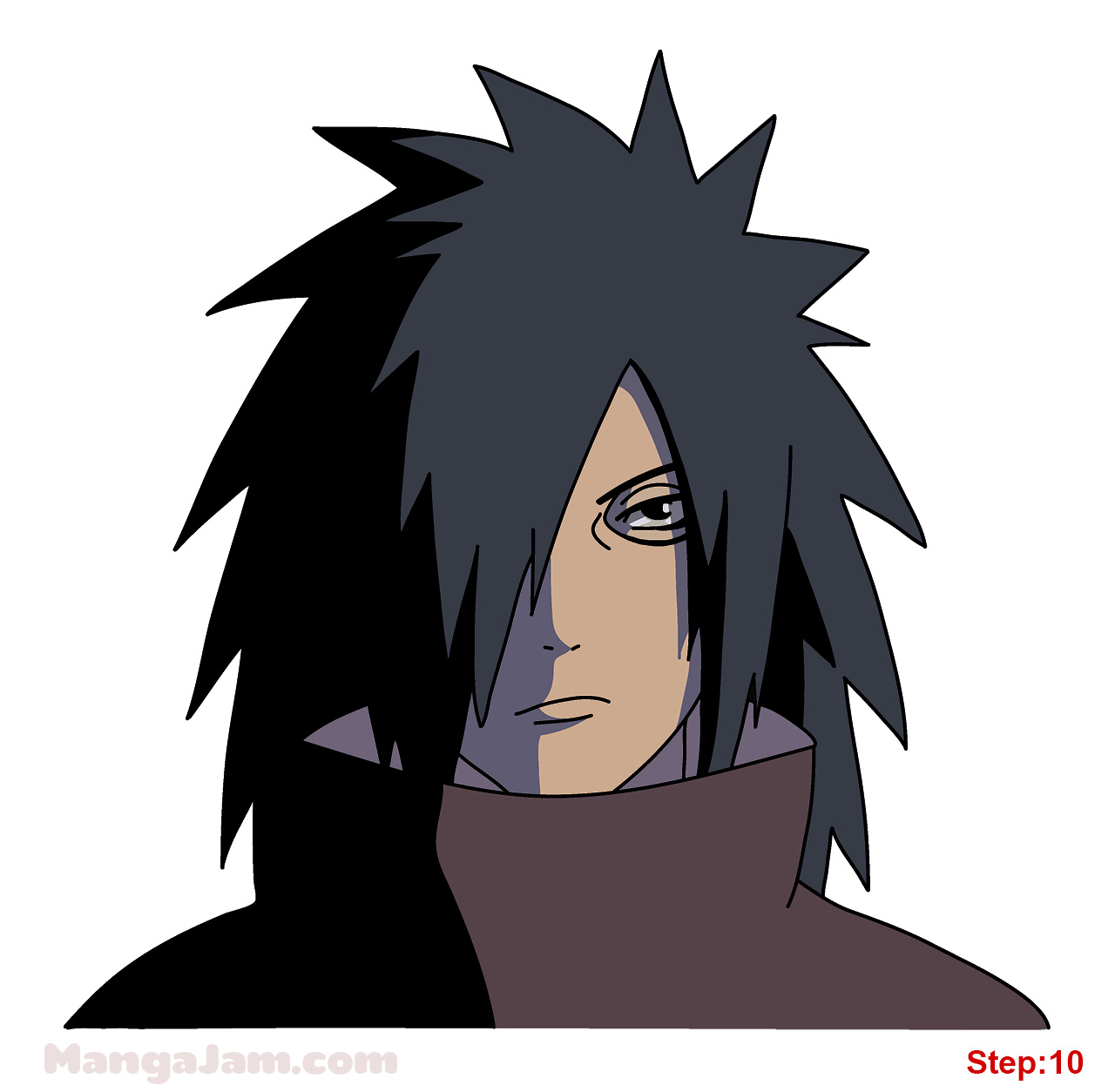 How to draw the face of Madara Uchiha (Naruto) - Sketchok easy drawing  guides