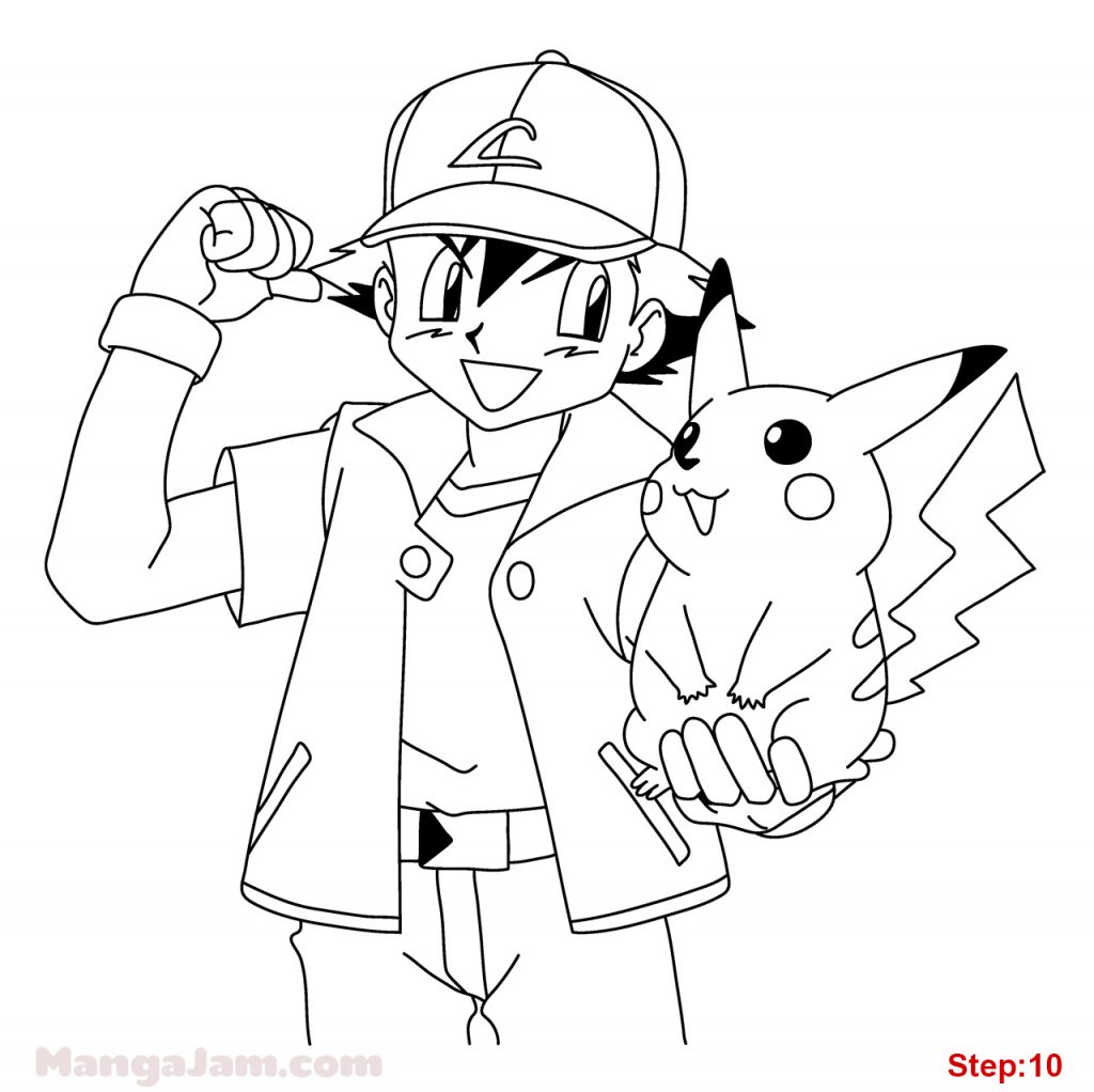 How to Draw Ash Ketchum from Pokemon - MANGA-JAM.com